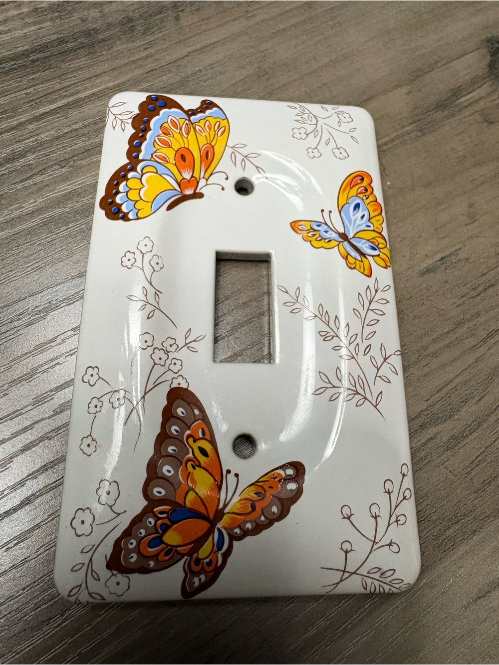 Vintage 1970 Jason Taiwan Ceramic Butterfly Lightswitch Plate cover Cottagecore